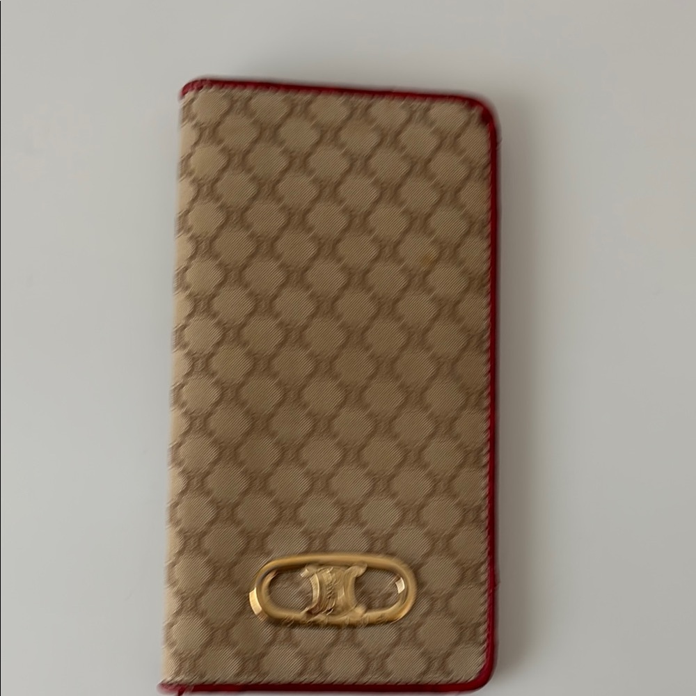 Celine Macadam Gold and Red Patterned Wallet